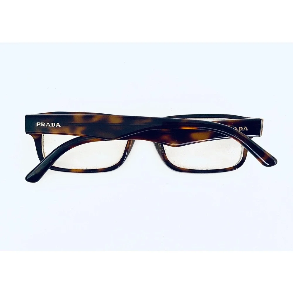 Prada Black Brown Tortoise Rectangular Glasses Italy VPR 16M 53 16 140 ZXH-10